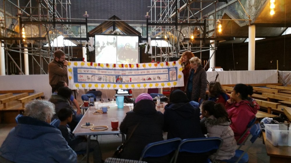 workshop participants displaying thier artwork